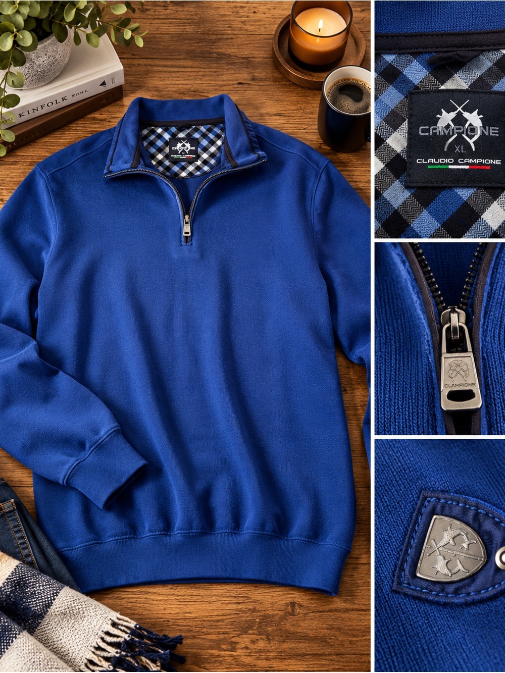Campione Claudio Campione Blue Quarter Zip Pullover – Men’s XL